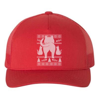 Ugly Christmas Sweater Festive Cat Butt Yupoong Adult 5-Panel Trucker Hat