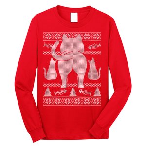 Ugly Christmas Sweater Festive Cat Butt Long Sleeve Shirt