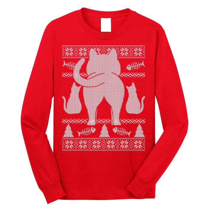 Ugly Christmas Sweater Festive Cat Butt Long Sleeve Shirt