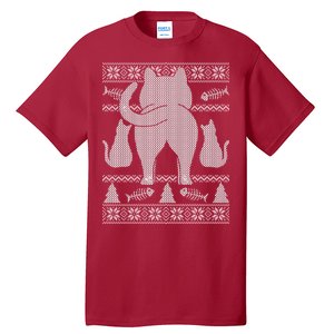 Ugly Christmas Sweater Festive Cat Butt Tall T-Shirt