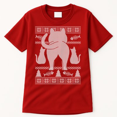 Ugly Christmas Sweater Festive Cat Butt Tall T-Shirt