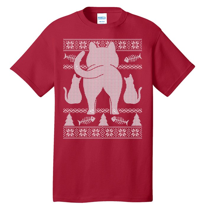 Ugly Christmas Sweater Festive Cat Butt Tall T-Shirt