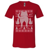 Ugly Christmas Sweater Festive Cat Butt V-Neck T-Shirt