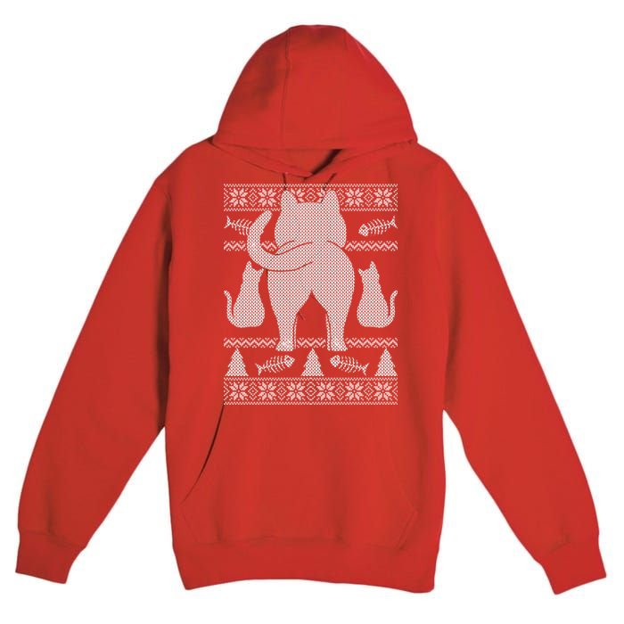 Ugly Christmas Sweater Festive Cat Butt Premium Pullover Hoodie