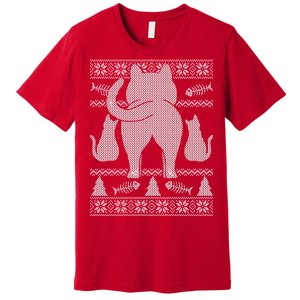 Ugly Christmas Sweater Festive Cat Butt Premium T-Shirt