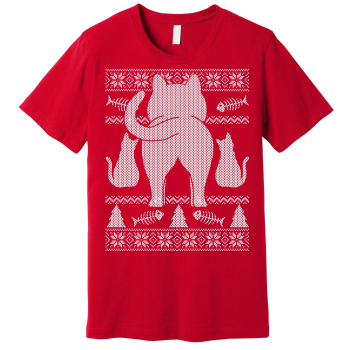 Ugly Christmas Sweater Festive Cat Butt Premium T-Shirt