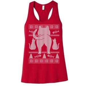 Ugly Christmas Sweater Festive Cat Butt Women's Racerback Tank