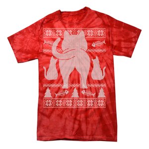 Ugly Christmas Sweater Festive Cat Butt Tie-Dye T-Shirt