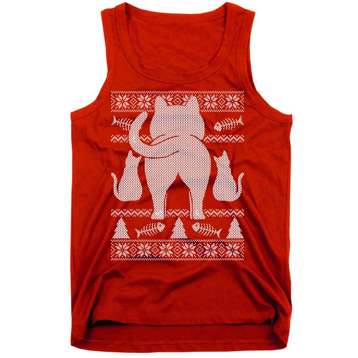 Ugly Christmas Sweater Festive Cat Butt Tank Top