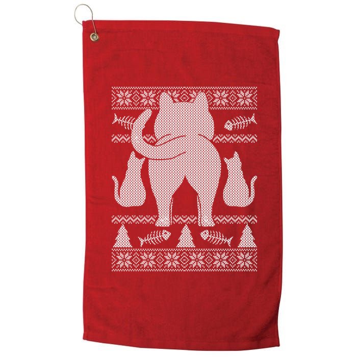 Ugly Christmas Sweater Festive Cat Butt Platinum Collection Golf Towel