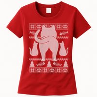 Ugly Christmas Sweater Festive Cat Butt Womens T-Shirt