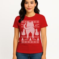 Ugly Christmas Sweater Festive Cat Butt Womens T-Shirt