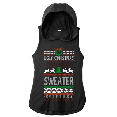 Ugly Christmas Sweater Happy Winter Holidays Ladies PosiCharge Tri-Blend Wicking Draft Hoodie Tank