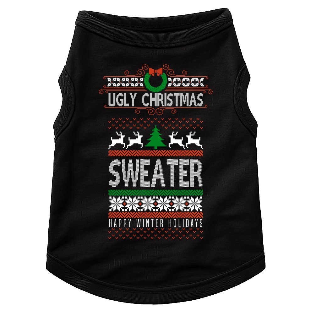 Ugly Christmas Sweater Happy Winter Holidays Doggie Tank