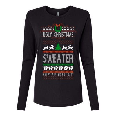 Ugly Christmas Sweater Happy Winter Holidays Womens Cotton Relaxed Long Sleeve T-Shirt