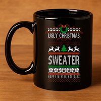 Ugly Christmas Sweater Happy Winter Holidays 11oz C Handle Ceramic Mug