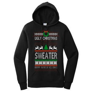 Ugly Christmas Sweater Happy Winter Holidays Women's Pullover Hoodie