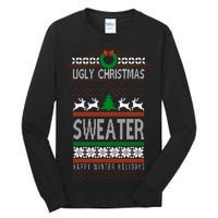 Ugly Christmas Sweater Happy Winter Holidays Tall Long Sleeve T-Shirt