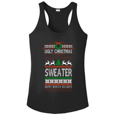 Ugly Christmas Sweater Happy Winter Holidays Ladies PosiCharge Competitor Racerback Tank