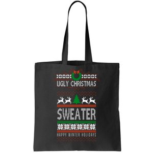 Ugly Christmas Sweater Happy Winter Holidays Tote Bag