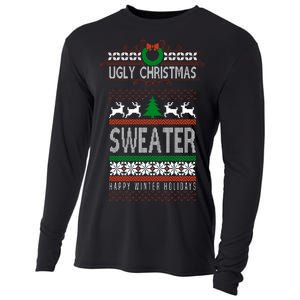 Ugly Christmas Sweater Happy Winter Holidays Cooling Performance Long Sleeve Crew