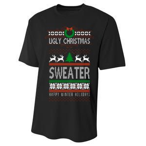 Ugly Christmas Sweater Happy Winter Holidays Performance Sprint T-Shirt