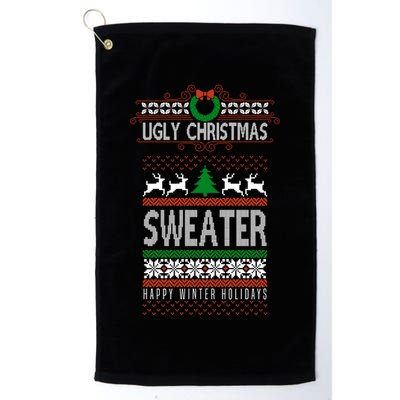 Ugly Christmas Sweater Happy Winter Holidays Golf Towel