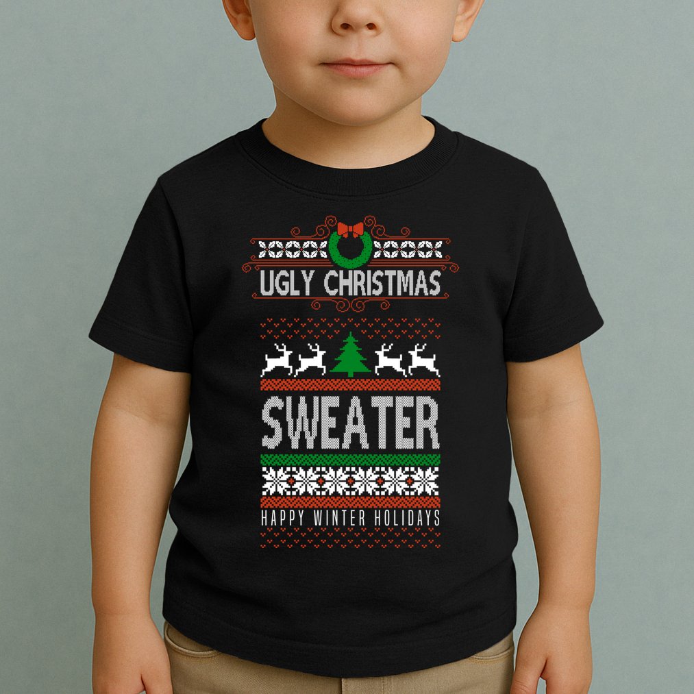 Ugly Christmas Sweater Happy Winter Holidays Toddler T-Shirt