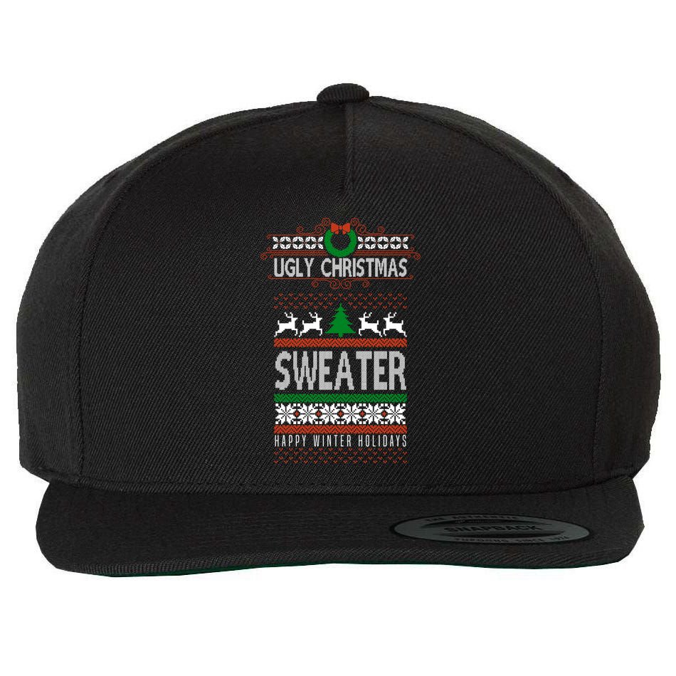 Ugly Christmas Sweater Happy Winter Holidays Wool Snapback Cap