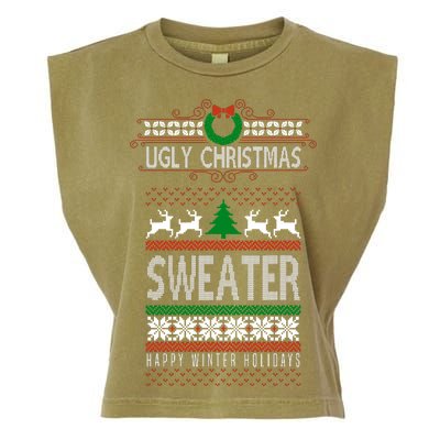 Ugly Christmas Sweater Happy Winter Holidays Garment-Dyed Women's Muscle Tee