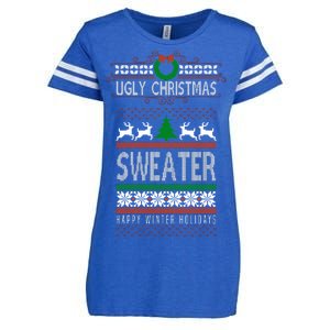 Ugly Christmas Sweater Happy Winter Holidays Enza Ladies Jersey Football T-Shirt