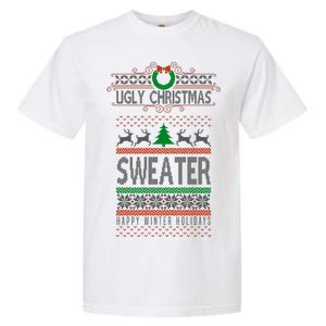 Ugly Christmas Sweater Happy Winter Holidays Garment-Dyed Heavyweight T-Shirt