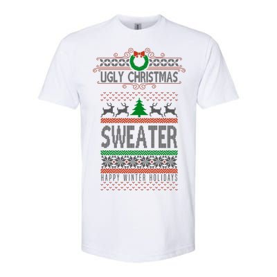 Ugly Christmas Sweater Happy Winter Holidays Softstyle® CVC T-Shirt