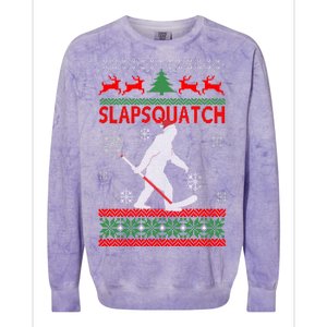 Ugly Christmas Sweater Hockey Sasquatch Colorblast Crewneck Sweatshirt