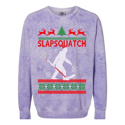 Ugly Christmas Sweater Hockey Sasquatch Colorblast Crewneck Sweatshirt