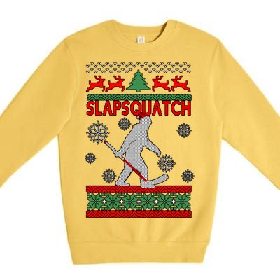 Ugly Christmas Sweater Hockey Sasquatch Premium Crewneck Sweatshirt