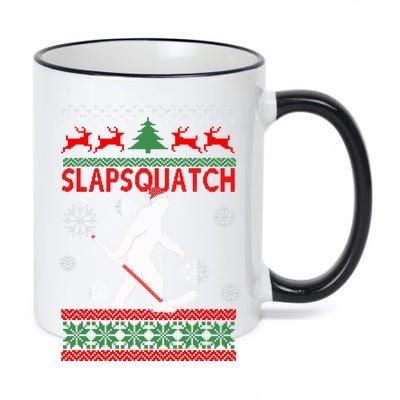 Ugly Christmas Sweater Hockey Sasquatch 11oz Black Color Changing Mug