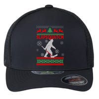 Ugly Christmas Sweater Hockey Sasquatch Flexfit Unipanel Trucker Cap