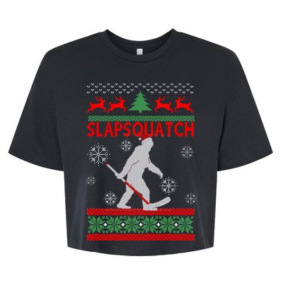 Ugly Christmas Sweater Hockey Sasquatch Bella+Canvas Jersey Crop Tee