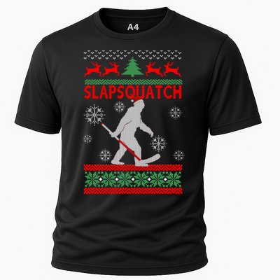 Ugly Christmas Sweater Hockey Sasquatch Cooling Performance Crew T-Shirt