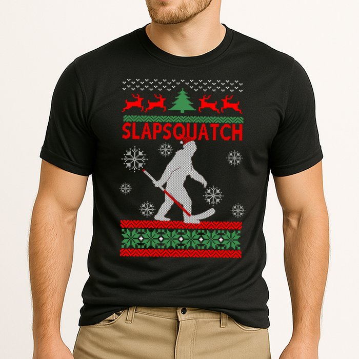Ugly Christmas Sweater Hockey Sasquatch Cooling Performance Crew T-Shirt