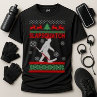 Ugly Christmas Sweater Hockey Sasquatch Cooling Performance Crew T-Shirt
