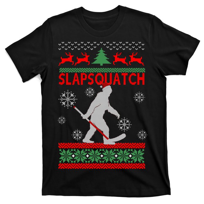 Ugly Christmas Sweater Hockey Sasquatch T-Shirt