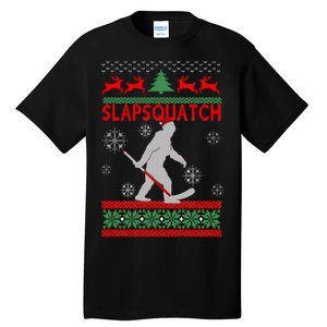 Ugly Christmas Sweater Hockey Sasquatch Tall T-Shirt