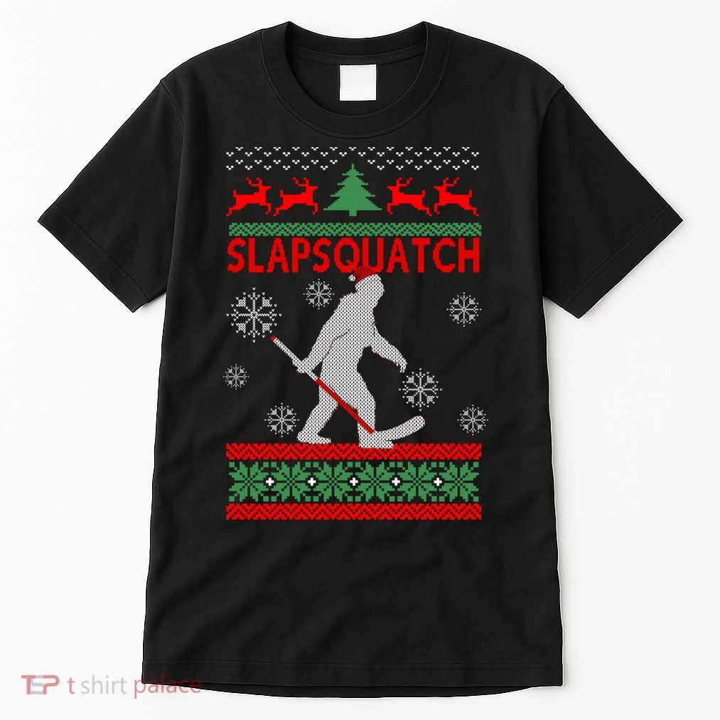 Ugly Christmas Sweater Hockey Sasquatch Tall T-Shirt