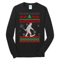 Ugly Christmas Sweater Hockey Sasquatch Tall Long Sleeve T-Shirt