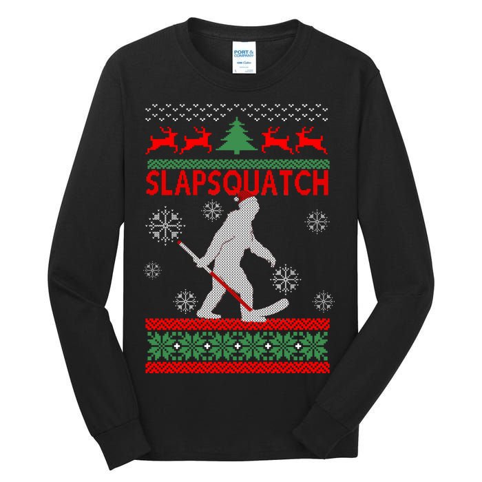 Ugly Christmas Sweater Hockey Sasquatch Tall Long Sleeve T-Shirt