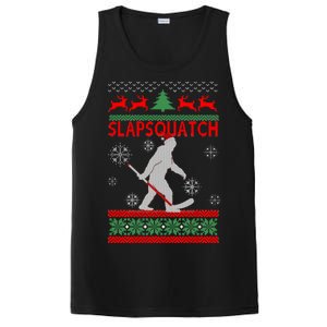 Ugly Christmas Sweater Hockey Sasquatch PosiCharge Competitor Tank