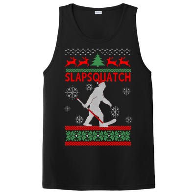 Ugly Christmas Sweater Hockey Sasquatch PosiCharge Competitor Tank