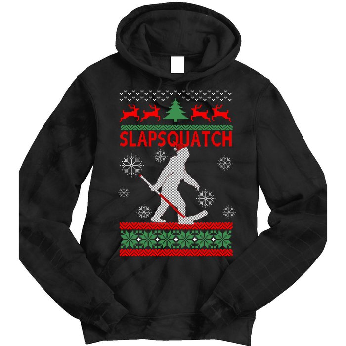 Ugly Christmas Sweater Hockey Sasquatch Tie Dye Hoodie